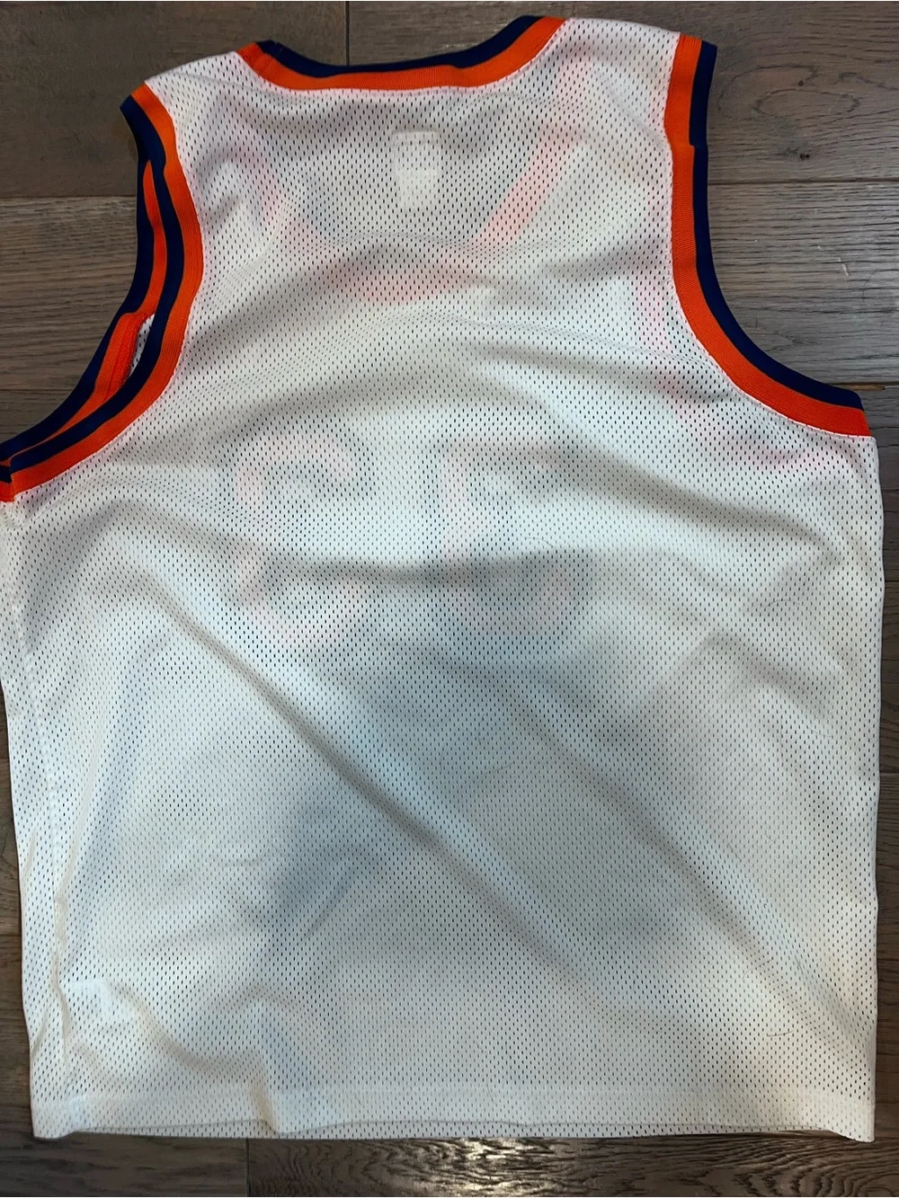 Vintage Patrick Ewing Knicks Basketball Jersey with Orange & Navy Accents #33